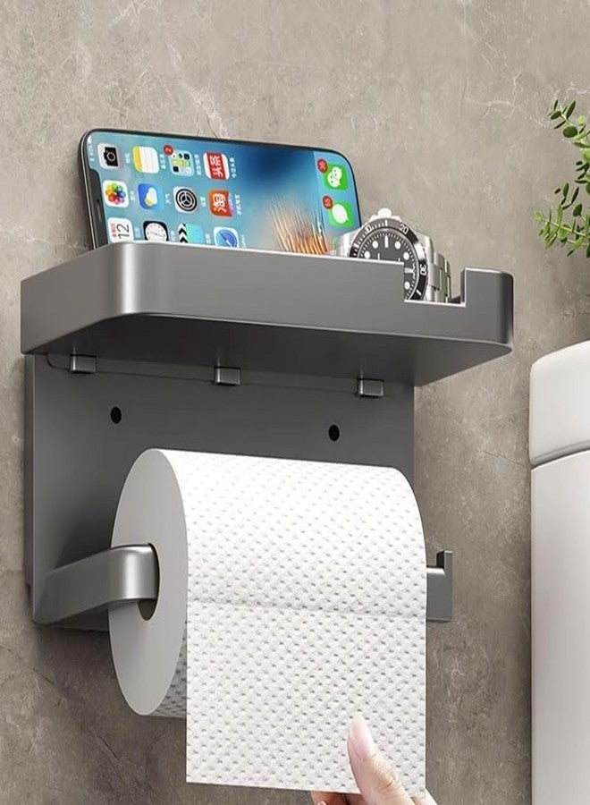 MVM Enterprise Toilet Paper Holder with Phone Shelf, Adhesive or Screw Wall Mounted Toilet Paper Roll Storage, Bathroom Tissue Holder, Toilet Paper Roll Dispenser - Image 5